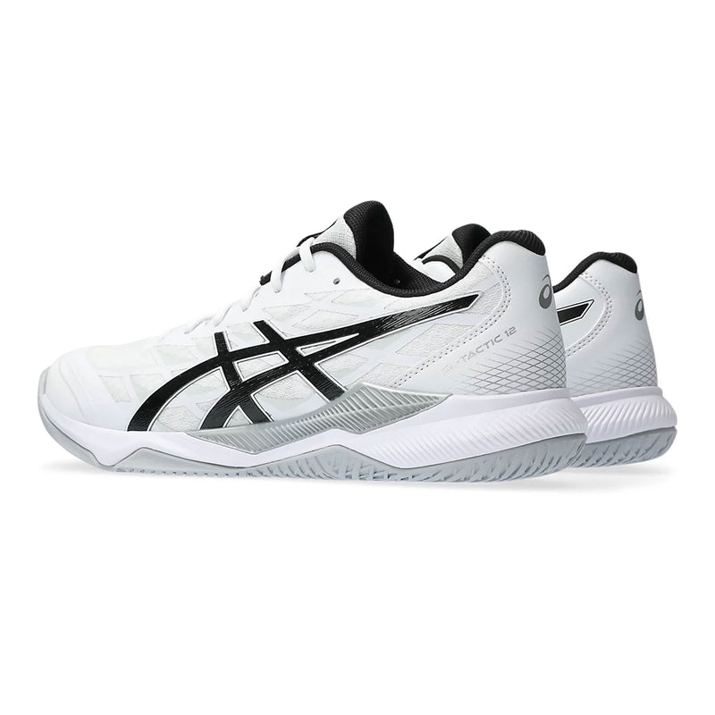 asics gel tactic 12 mens inddor court shoe for pickleball squash badminton white and black color 1071A090.102