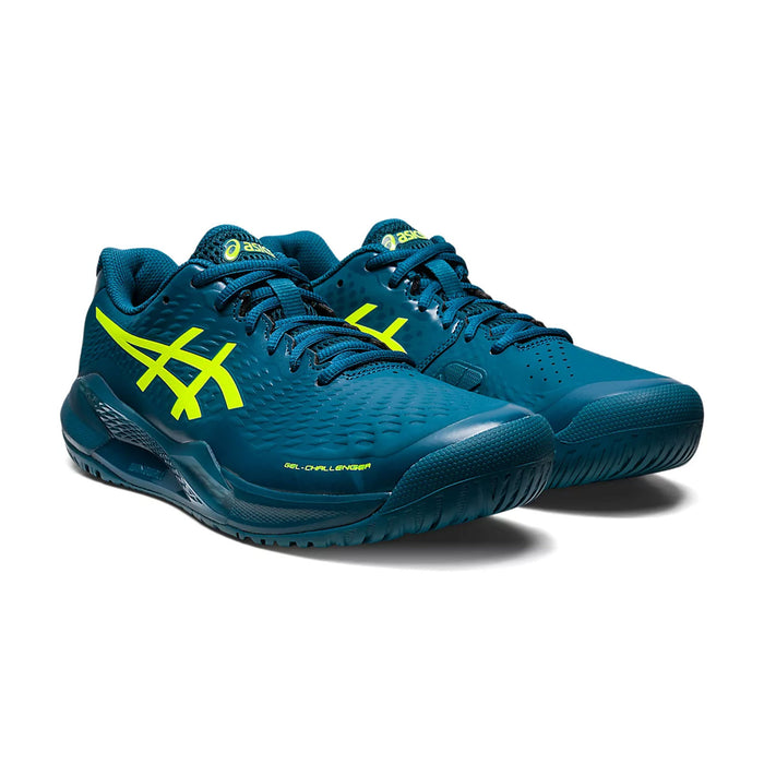 asics gel challenger 14 mens outdoor court shoe pickleball tennis restful teal color front view