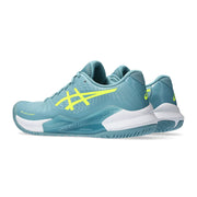asics gel challenger 14 womens ladies tennis pickleball outdoor court shoe gris blue back view 