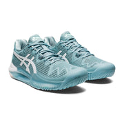 asics gel resolution 8 womens tennis pickleball outdoor court shoe smoke blue