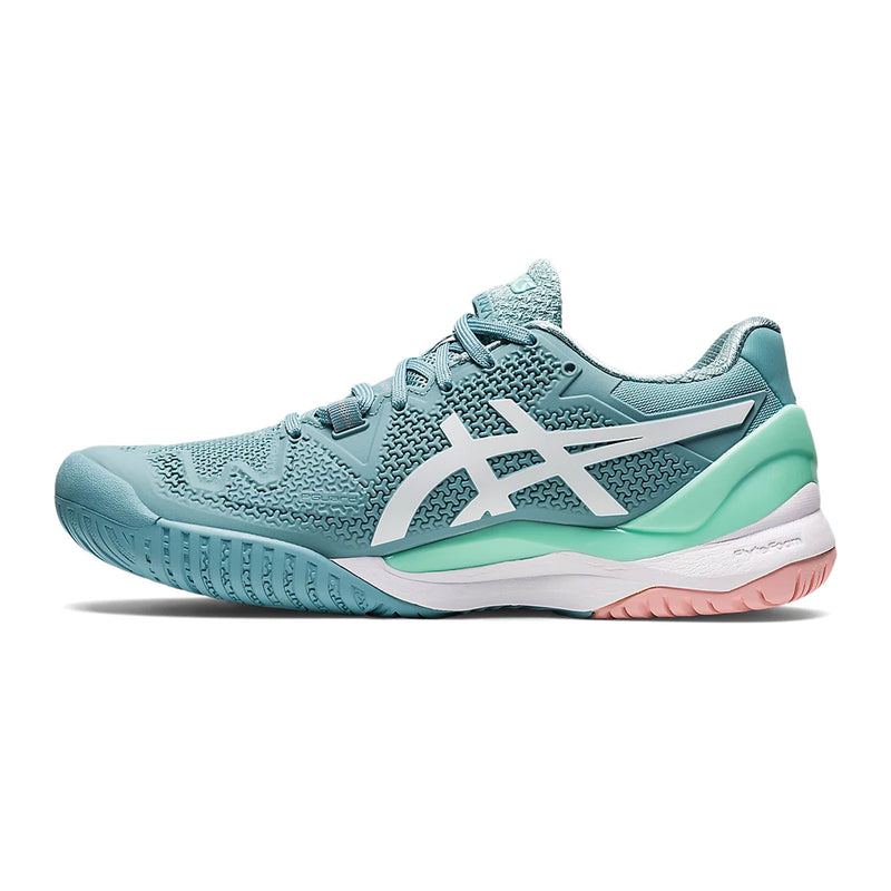 asics gel resolution 8 womens tennis pickleball outdoor court shoe smoke blue