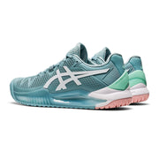 asics gel resolution 8 womens tennis pickleball outdoor court shoe smoke blue