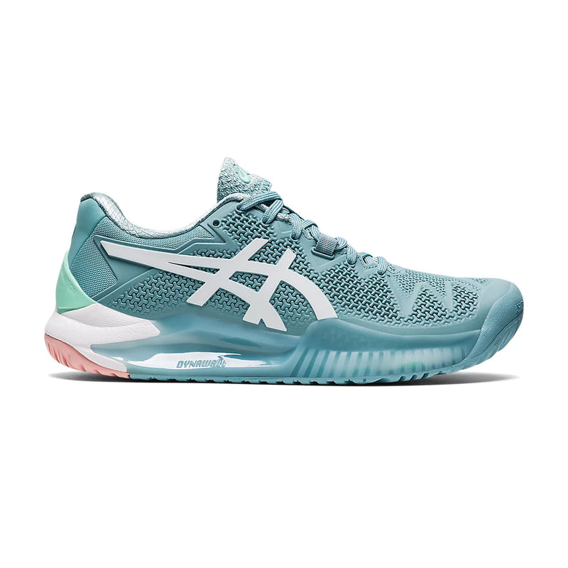 asics gel resolution 8 womens tennis pickleball outdoor court shoe smoke blue