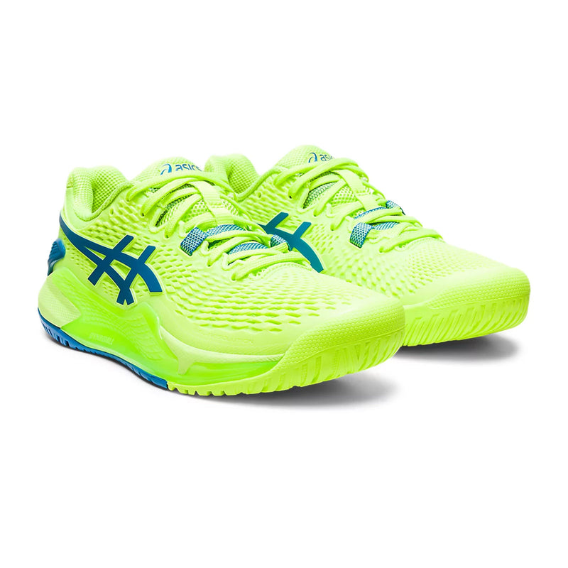 asics gel resolution 9 womens ladies outdoot court tennis pickleball shoes hazrd green