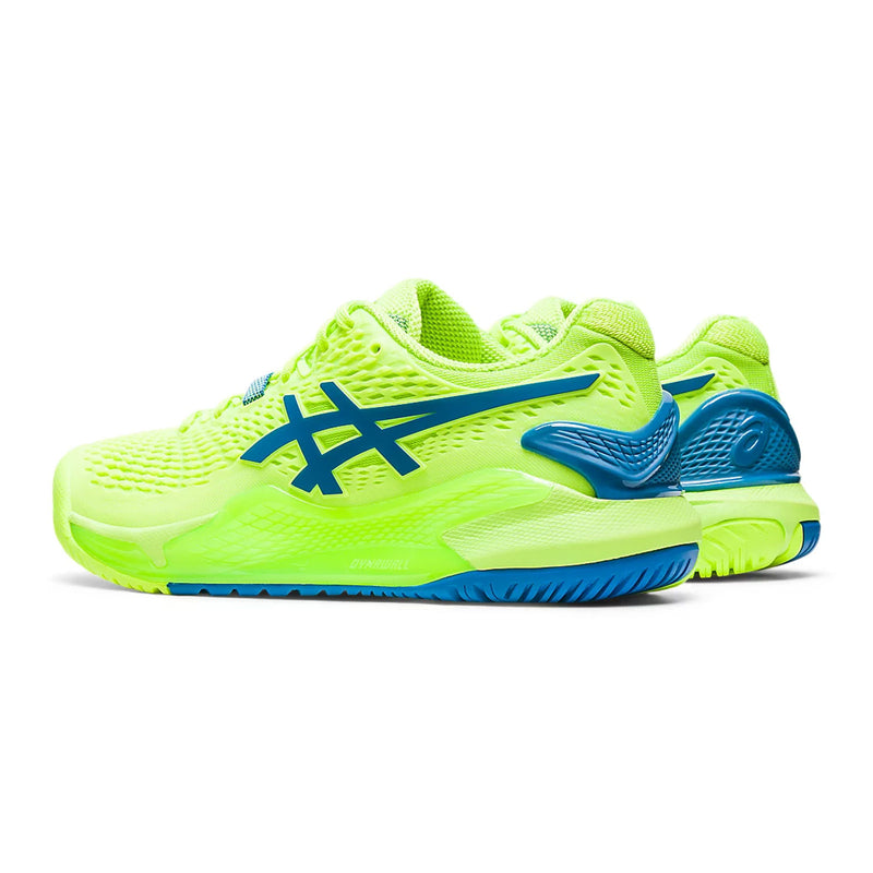 asics gel resolution 9 womens ladies outdoot court tennis pickleball shoes hazrd green