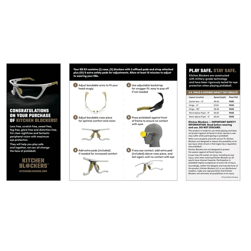 kitchen blockers pickleball eyewear lenseless fog free data instructions