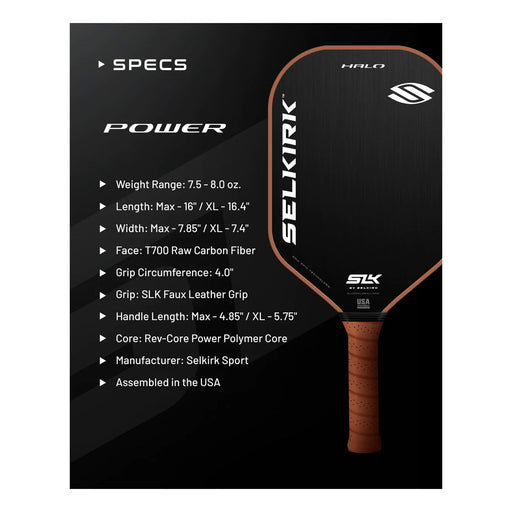 selkirk halo max power pickleball paddle t700