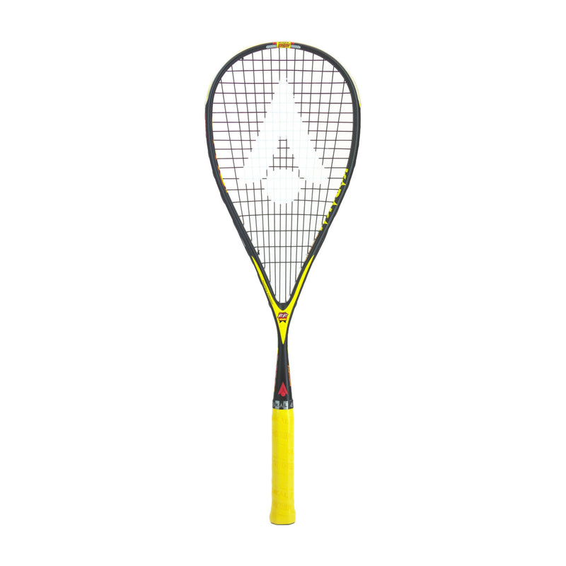 Squash racket with yellow handle on a white background. Karakal S Pro Elite 2.1 model