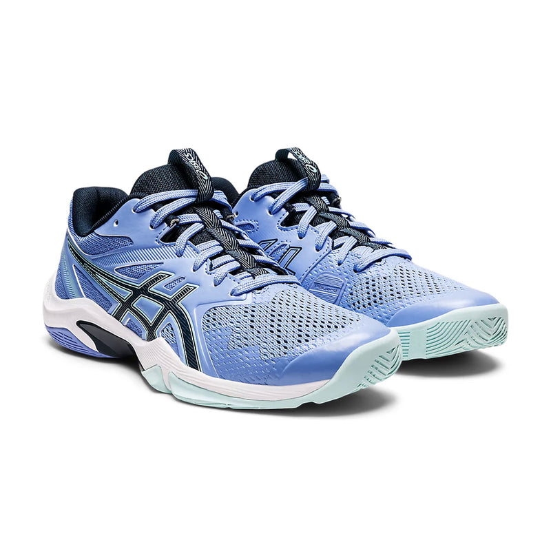 asics gel blade 8 womens indoor court shoe for squash badminton pickleball periwinkle / french blue color