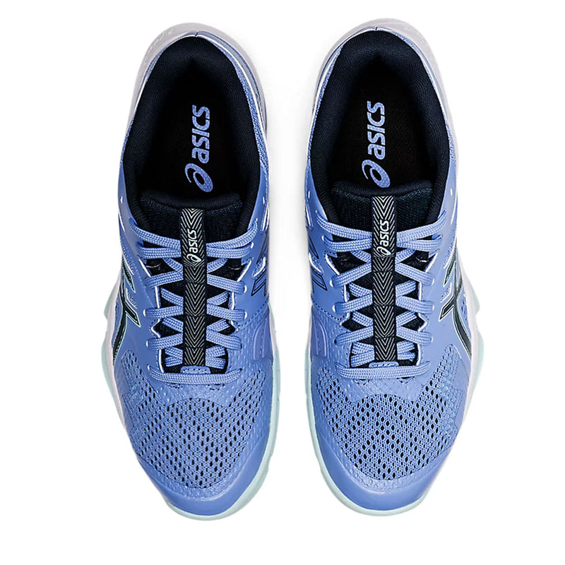 asics gel blade 8 womens indoor court shoe for squash badminton pickleball periwinkle / french blue color