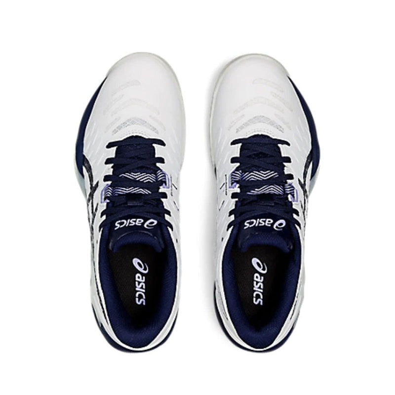 Asics Blast FF 2 squash badminton pickleball indoor shoe white blue colorway top view