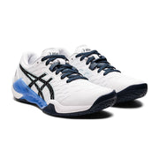 Asics gel Blast FF 2 women's indoor court shoe for squash badminton pickleball white / French Blue colorway