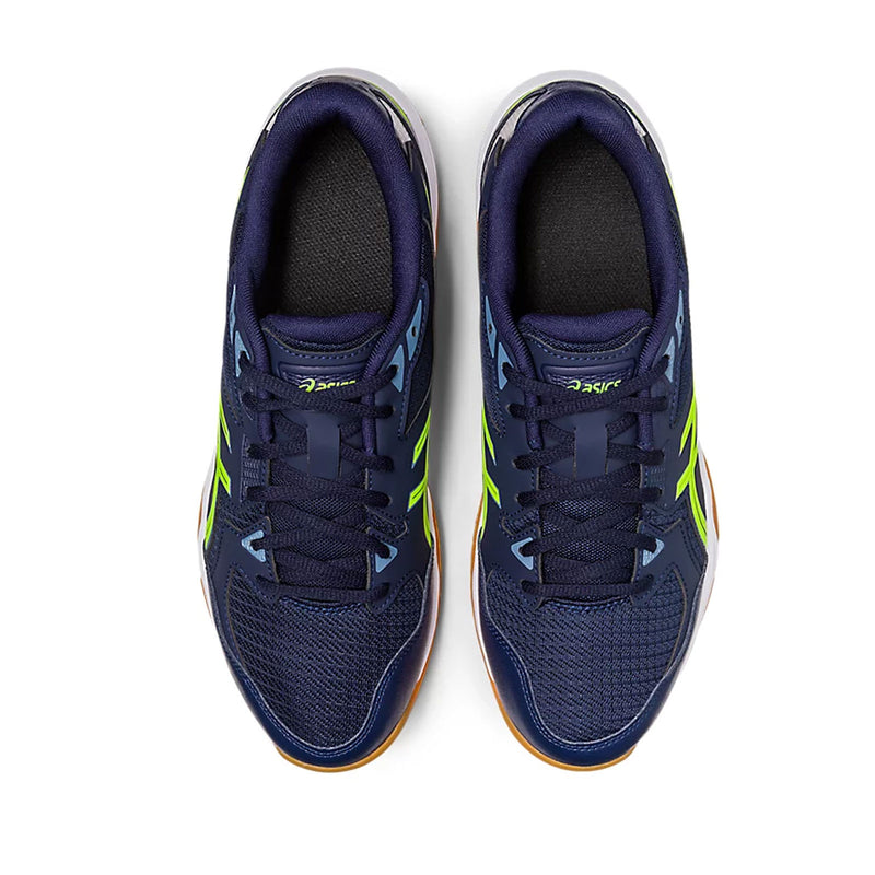 asics rocket 10 hazard green inddor court shoe pickleball squash badminton
