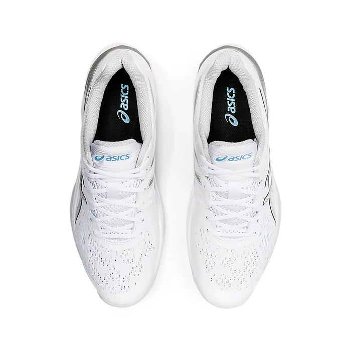 asics sky elite ff womens indoor court shoe for volleyabll squash pickleball white/sky blue color top view