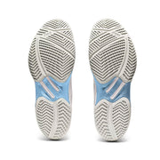 asics sky elite ff womens indoor court shoe for volleyabll squash pickleball white/sky blue color sole