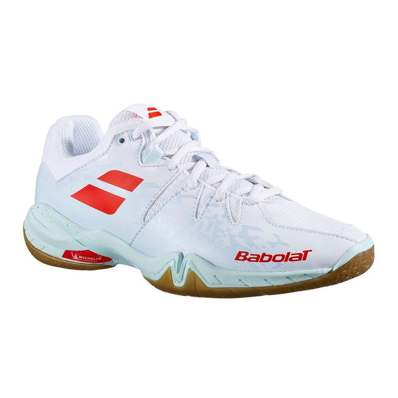babolat shadow spirit indoor court shoe for squash pickleball badminton white mint color