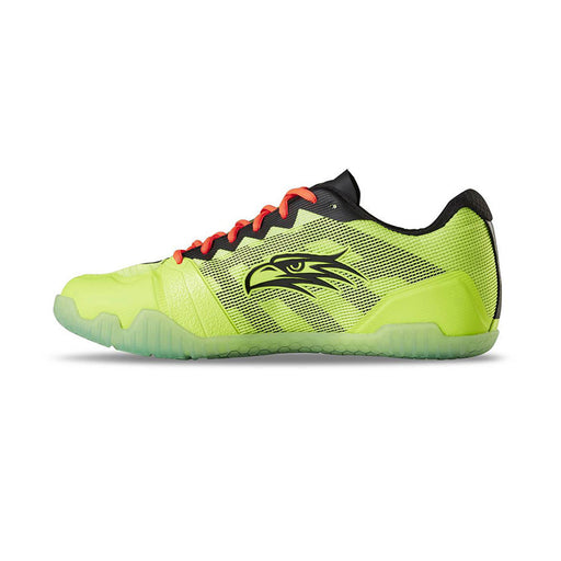 Salming hawk safet yellow black indoor court shoe high performance clear transparent sole squash badminton pickleball toe drag