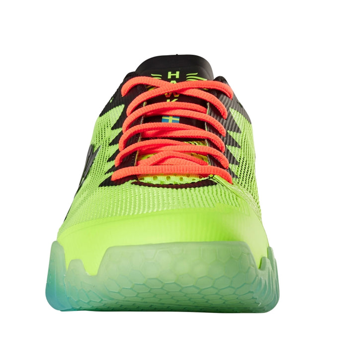 Salming hawk safet yellow black indoor court shoe high performance clear transparent sole squash badminton pickleball mesh venting