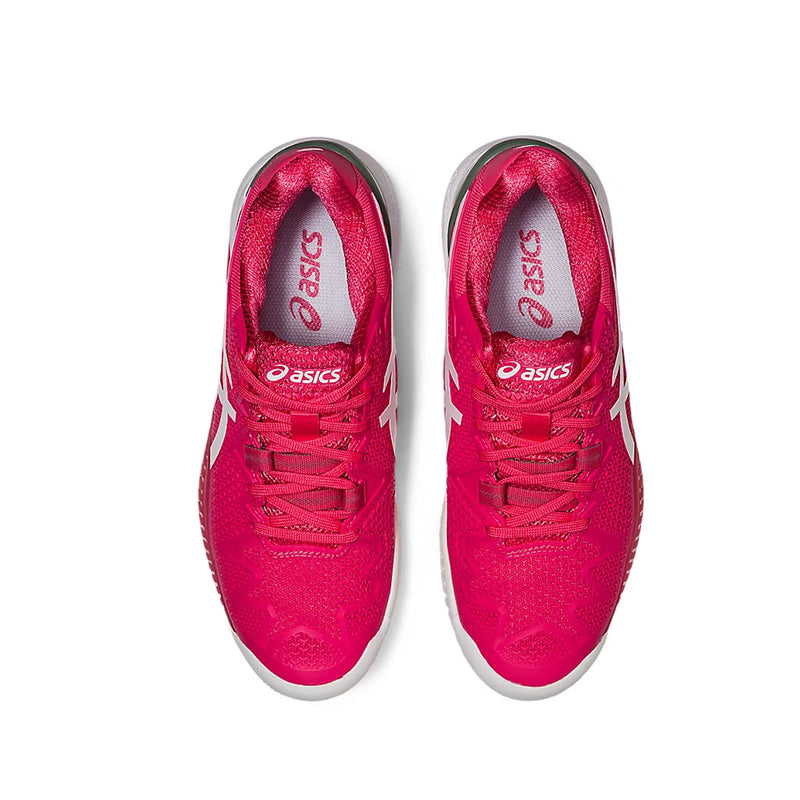 asics gel reolution 8 pink cameo tennis pickleball hardcourt shoe footwear durable supportive kingston ontario canada racquetscience top view