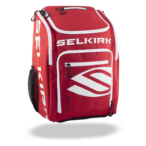 Selkirk tour backpack 2021 black white color huge bag for gear squash tennis badminton kingston ontario canada sturdy grab handle quality zippers mesh pockets