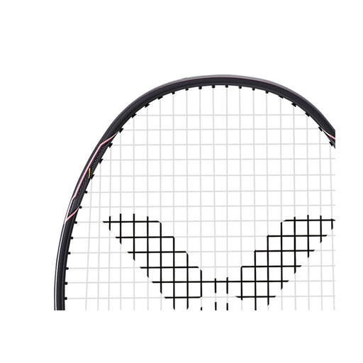 thruster K 1h badminton racquet in black grey color max tension 33 lbs full graphite medium flex shaft best for recreational to intermediate players pink