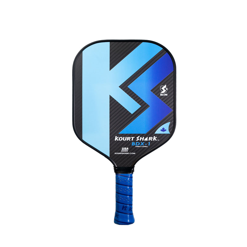 kourt shark pickleball paddle canada 7oz+ 3k woven graphite face max spin texture blue back