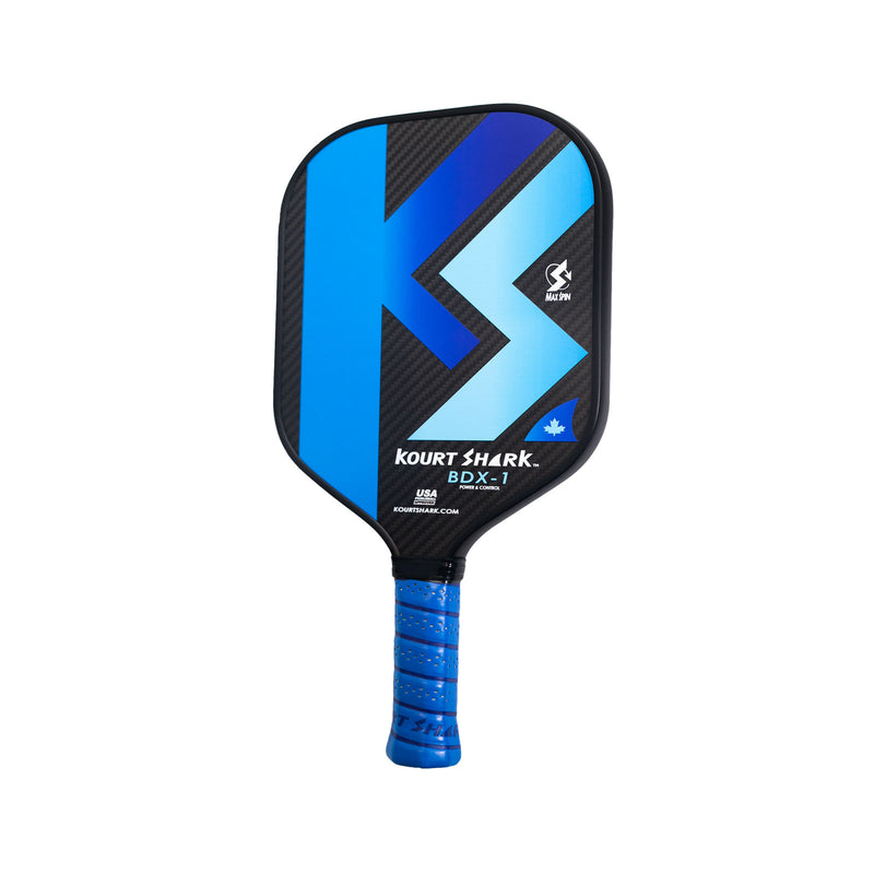 kourt shark pickleball paddle canada 7oz+ 3k woven graphite face max spin texture blue front