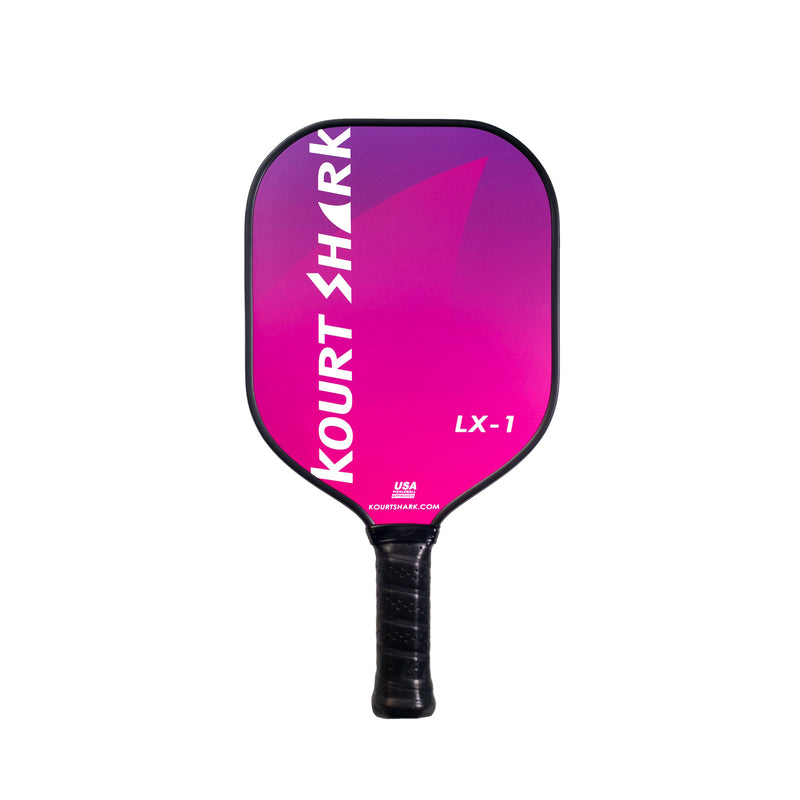 kourt sharl lx1 price point beginner intermedaite pickleball paddle Canadian company fiberglass face honeycomb core textured surface pink color