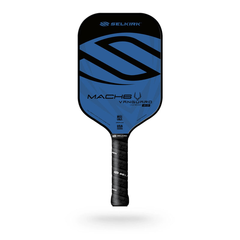 selkirk vanguard 2.0 mach 6 light regal color black  blue extra long handle racquet science