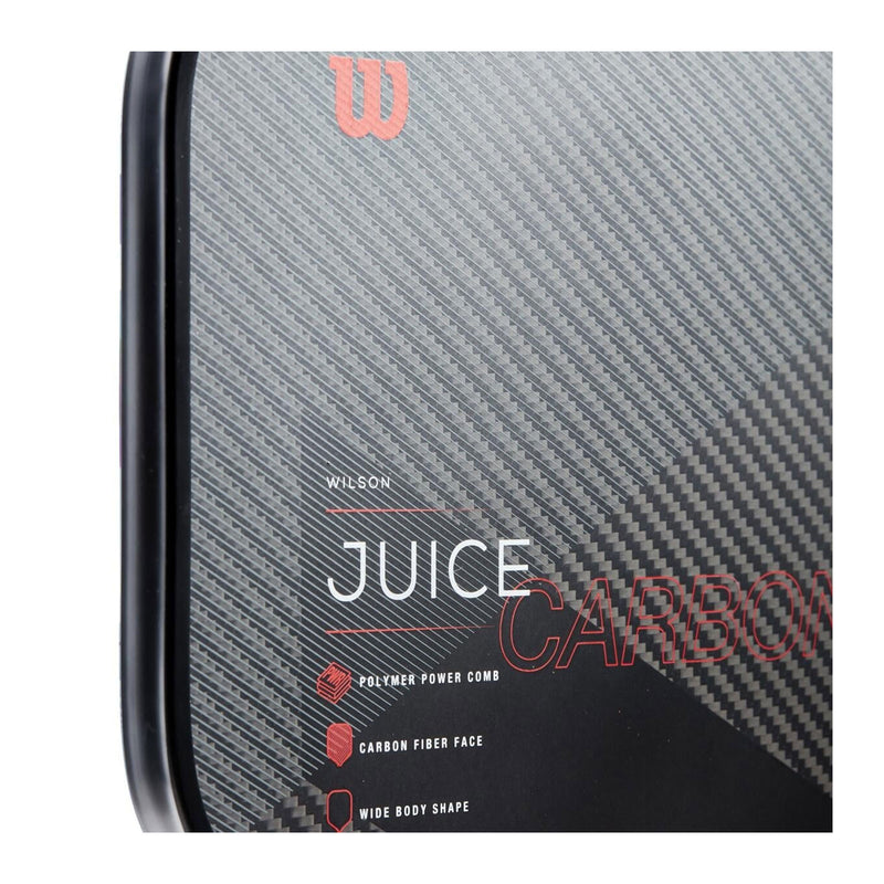 juice carbon pickleball paddle 8+ oz solid hitting advanced player close up fo paddle face