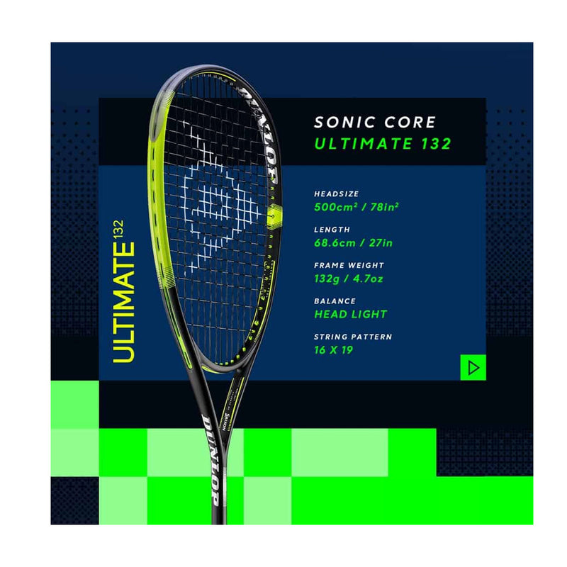 dunlop soniccore sonic core ultimate 135 diego elias peru squash racquet new stable power 16x19