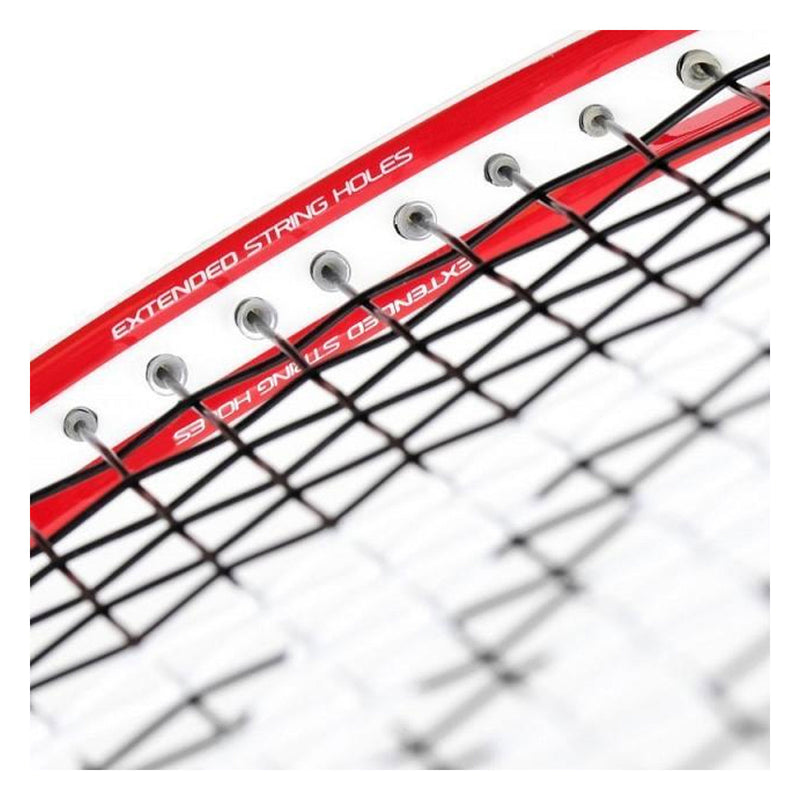 tecnifibre carboflex airshaft 125 squash racquet at racquet science in kingston otntario canada string holes close up